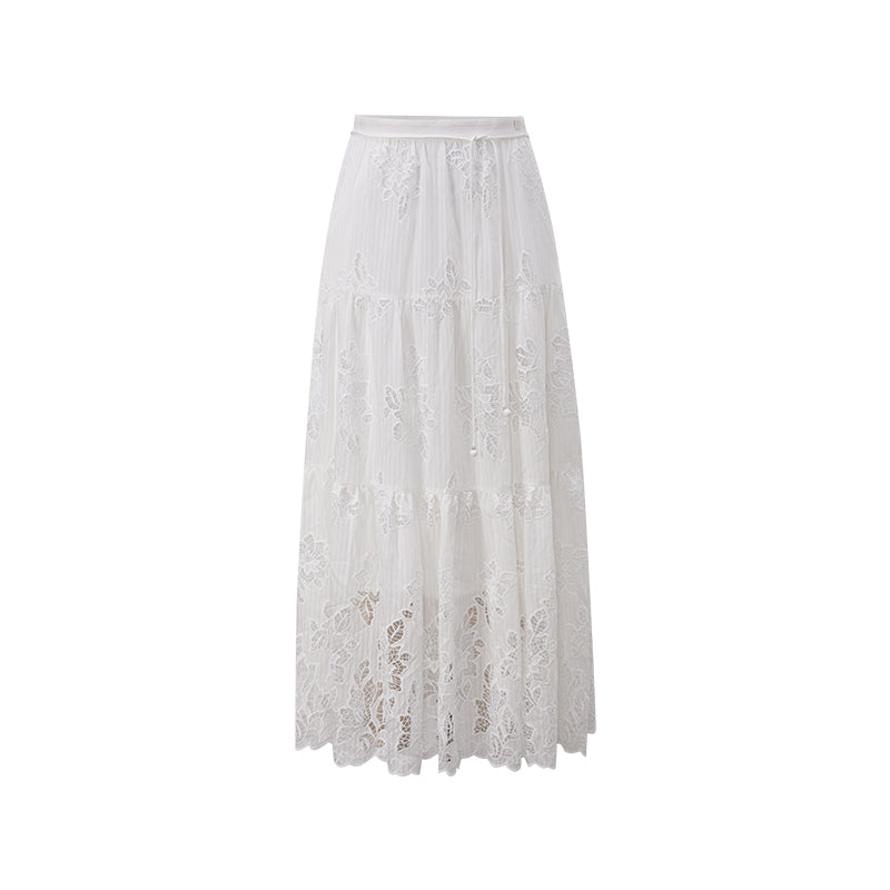 Embroidered Lace A-Line Skirt