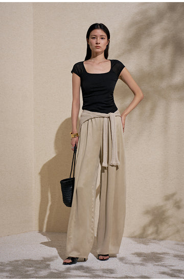 Cupro Tie Waist Cami Apricot Grey