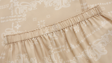 Paisley Print Wide Pants in Ivory Floral - detail elastic waist - Ivory Floral