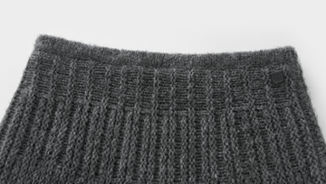 Mulan Flared Knit Mini Skirt in Stone Grey - Ribbed waist detail