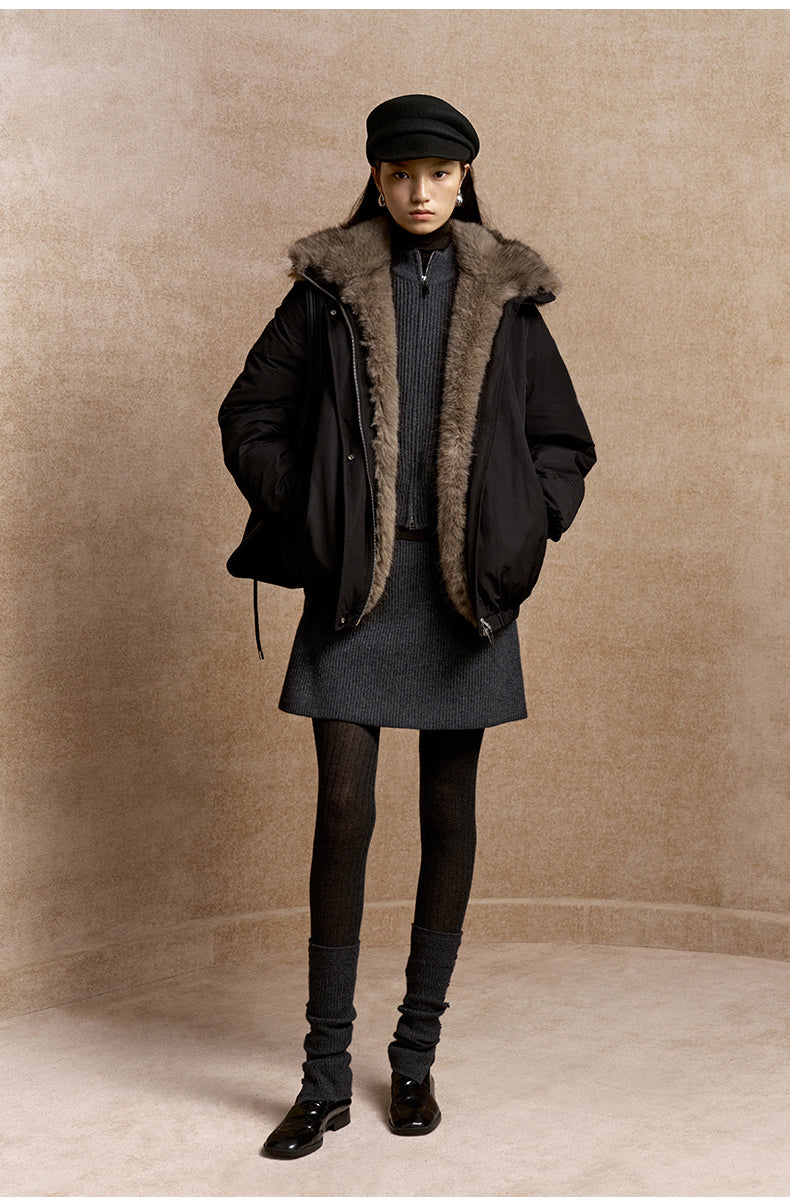 Yi Qi Jin Layered Wool Mini Skirt - Deep Navy