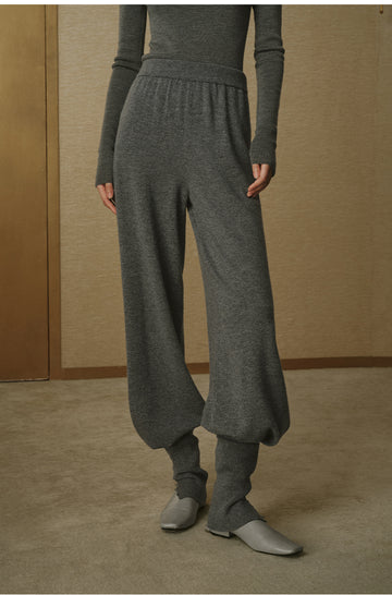 Santailing Wool Trousers with Leg Warmers in Stone Grey - view 3