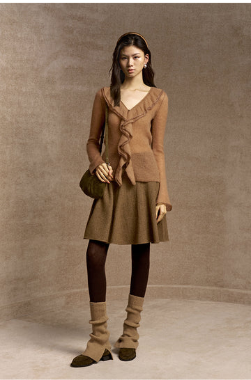 Xi Tang Man Flared Knit Legwarmers - Warm Sand Camel