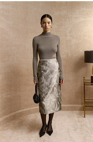 Qingshanshi High Neck Wool Top in Jade Grey - view 1 - Jade Grey