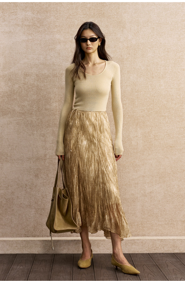 Si Jian Hua Scoop-Neck Wool Top - Mist Yellow