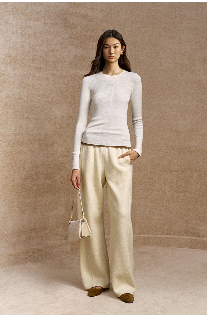 Dong Po Yin Seamless Wool Top - Ivory White