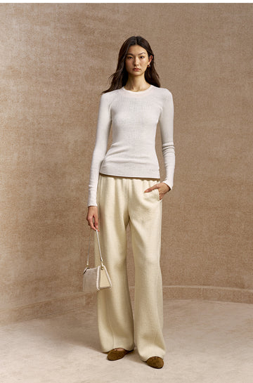 Dong Po Yin Seamless Wool Top - Ivory White