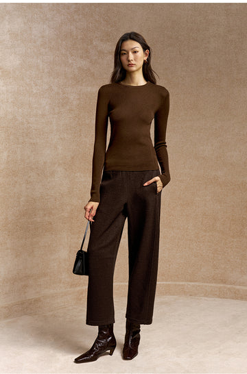 Dong Po Yin Seamless Wool Top - Rich Brown