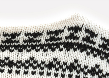Hei Bai Ling Floral Yoke Sweater in White Black Floral - Jacquard neckline detail
