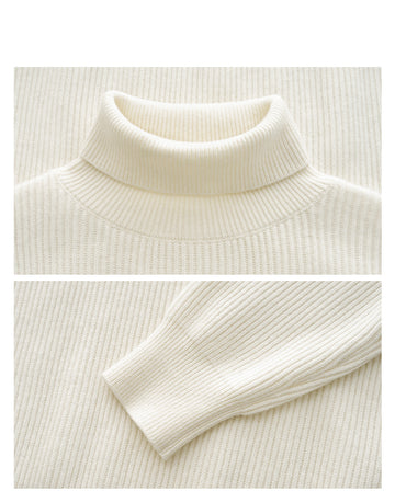 Luohuachao Embroidered Wool Turtleneck Sweater in Ivory White - view 4
