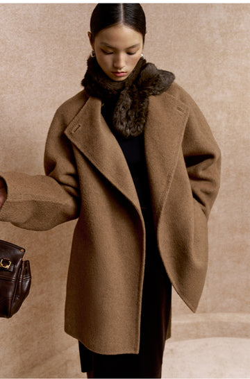 Shuanghua Rabbit Fur Loop Scarf in Ebony Brown - view 2