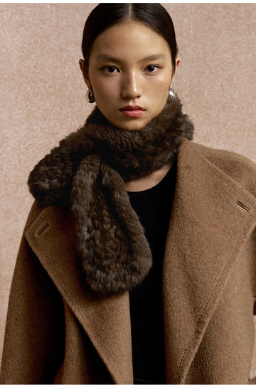 Shuanghua Rabbit Fur Loop Scarf in Ebony Brown - view 3