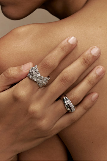 Baiyijiao Woven Sparkle Ring in Silver - view 3 - Silver