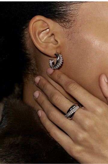 Guoxiangman Woven Hoop Earrings in Silver - view 2 - Silver