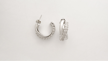 Guoxiangman Woven Hoop Earrings in Silver - detail hoop fronts and posts - Silver