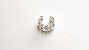 Binyunsongling Woven Ear Cuff in Silver - detail open cuff construction - Silver