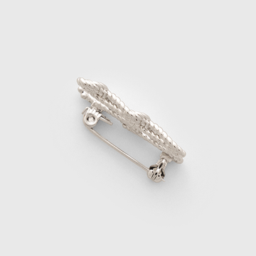 Huapingchun Double Z Brooch in Silver - detail reverse pin fastening - Silver