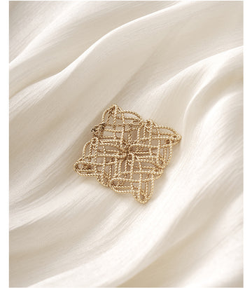 Wulingchun Woven Square Brooch in Gold - view 1 - Gold