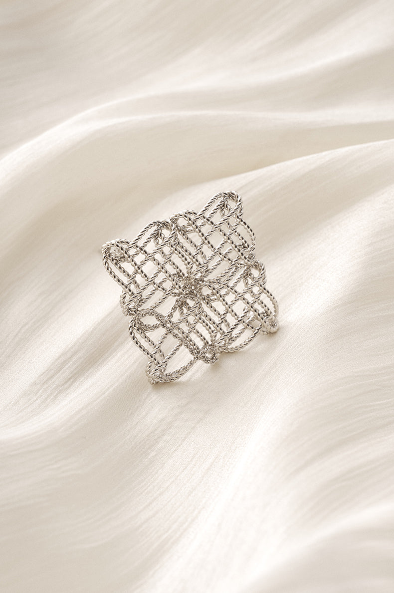 Wulingchun Woven Square Brooch in Silver - view 1 - Silver