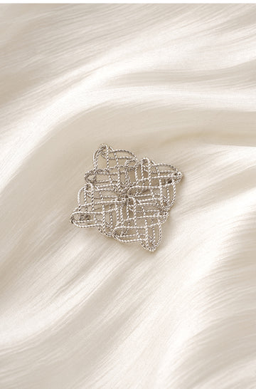 Wulingchun Woven Square Brooch in Silver - view 2 - Silver