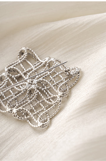 Wulingchun Woven Square Brooch in Silver - view 3 - Silver