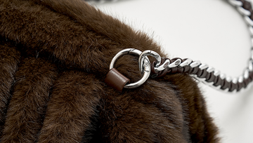 Zhouyele Faux Fur Shell Bag in Chestnut Brown - Chain and clasp detail
