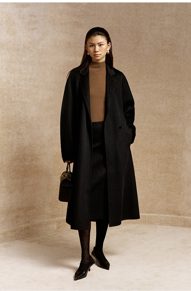 Yijiang Clean Line Wool-Blend Skirt in Ink Black - view 1