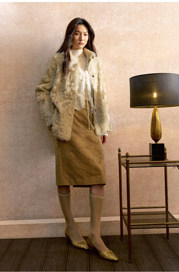 Jinlouqu Jacquard Wind Chime Skirt in Sand Khaki - view 4