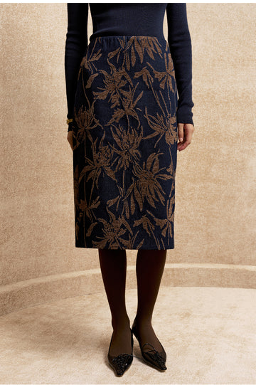 Dongfengqi Botanical Jacquard Skirt in Warm Coffee - view 3 - Warm Coffee
