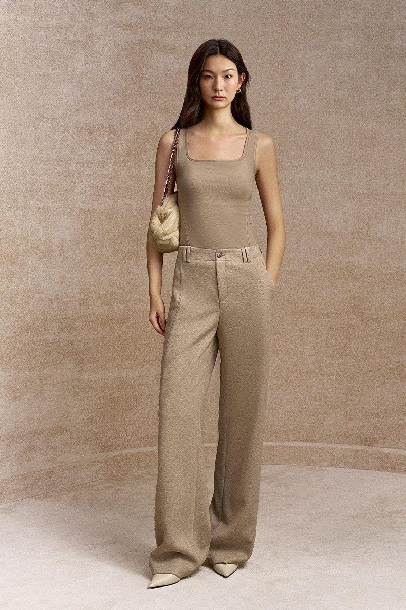 Fangxin Square Neck Padded Tank in Oat Apricot - view 1