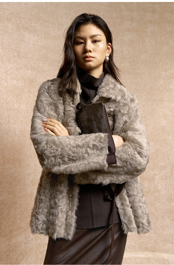 Mojingchun Reversible Shearling Shirt Jacket in Distant Mountain Grey - view 3