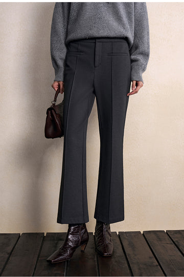 Mingye Cropped Stretch Flared Trousers in Night Grey - view 2