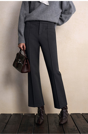 Mingye Cropped Stretch Flared Trousers in Night Grey - view 3