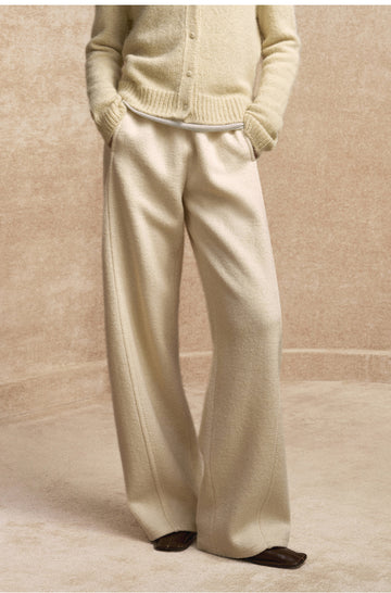 Xue Shi Er Wool-Blend Wide-Leg Pants - Ivory White