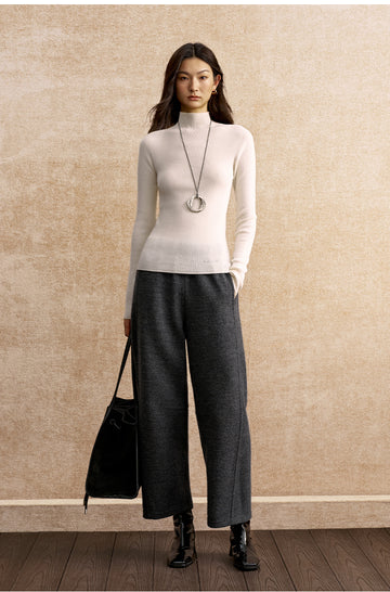 Yan Shui Xun Cropped Wool-Blend Pants - Dark Marl Grey
