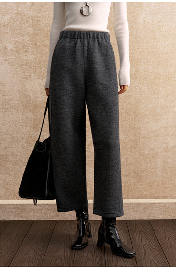 Yan Shui Xun Cropped Wool-Blend Pants - Dark Marl Grey