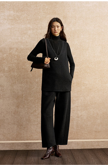Yan Shui Xun Cropped Wool-Blend Pants - Ink Black