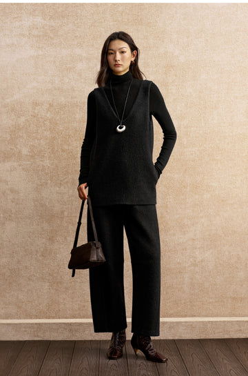 Yan Shui Xun Cropped Wool-Blend Pants - Ink Black