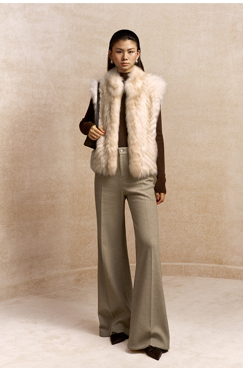 Maixiu Ribbed Corduroy Flared Trousers in Light Tea Camel - view 2