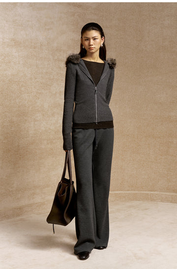 Yu Chi Bei Drawstring Wide-Leg Pants in Carbon Grey - view 2