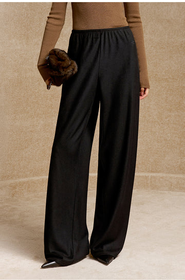 Xiangchunyeyue Soft Drape Wide Leg Trousers in Deep Ink Black - view 2