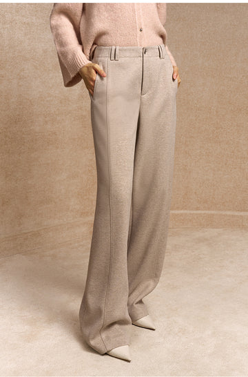 Xichunrong Pleated Wide Leg Trousers in Almond Oat - view 3 - Almond Oat