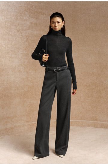 Xichunrong Pleated Wide Leg Trousers in Carbon Grey - view 1 - Carbon Grey