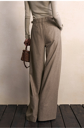 Xiao Xiang Shen Pleated Wool Trousers in Deer Camel - view 4