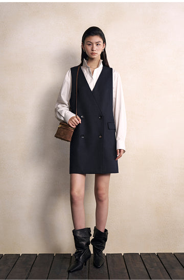 Gui Xiang Ting Tailored Mini Dress in Navy - view 1