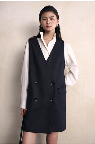 Gui Xiang Ting Tailored Mini Dress in Navy - view 3