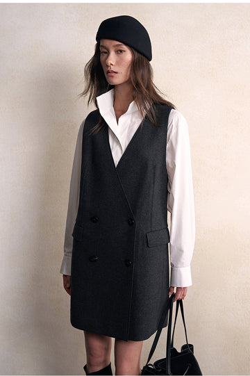 Gui Xiang Ting Tailored Mini Dress in Carbon Grey - view 4