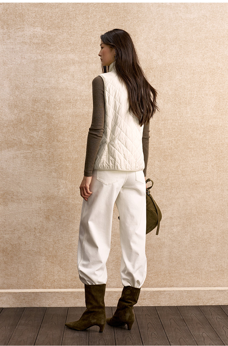 Bikong Stand Collar Padded Gilet in Frosted Beige - view 6