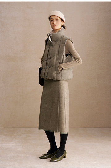 Shan Ting Yan Wool Down Vest in Deer Camel - view 2