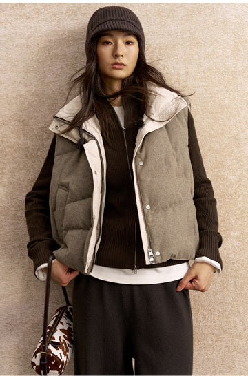 Shan Ting Yan Wool Down Vest in Deer Camel - view 4